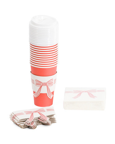 52ct Holiday Bow Napkin And Cup Set | TJ Maxx
