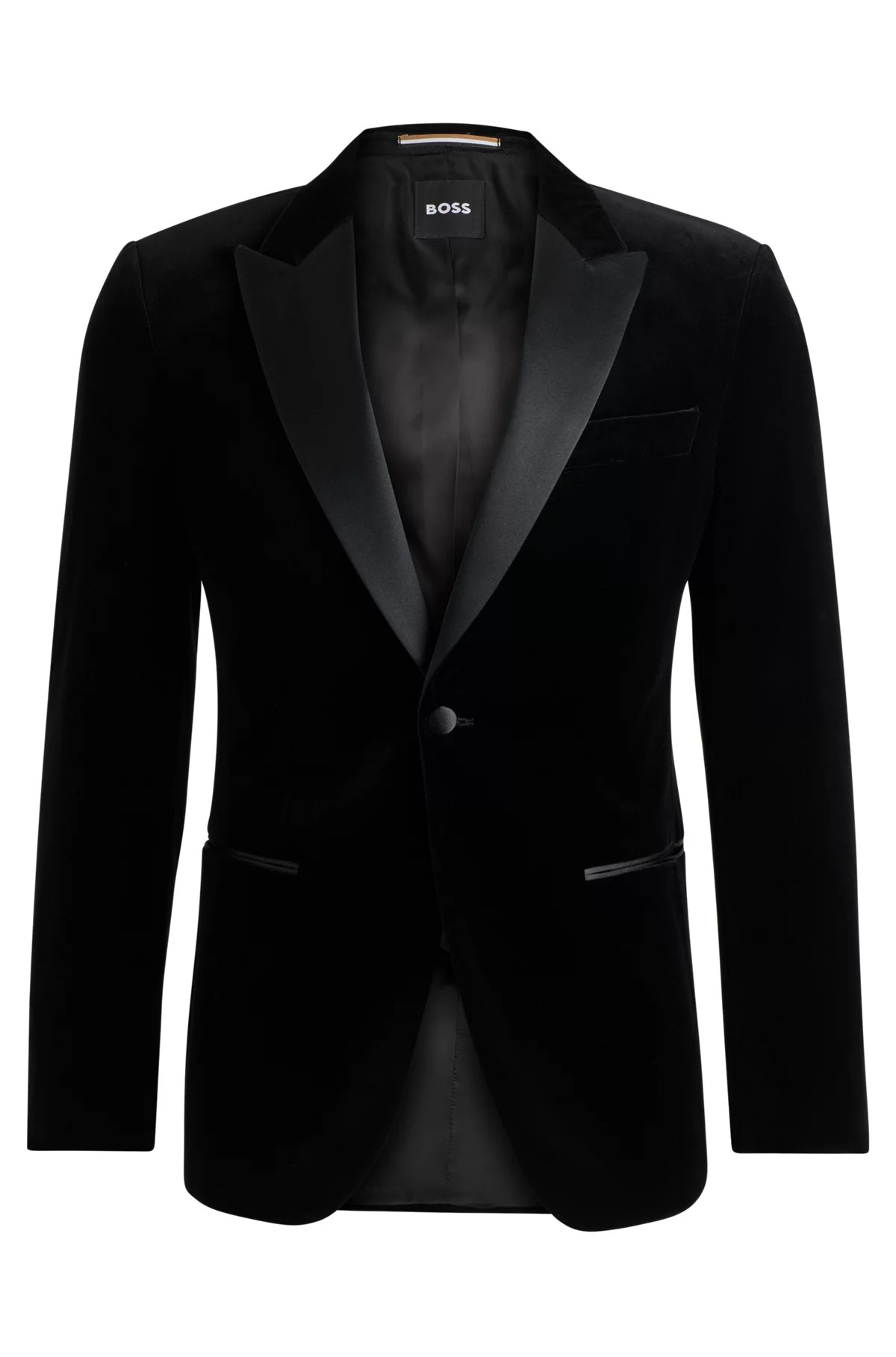 Slim-fit tuxedo jacket in pure-cotton velvet | Hugo Boss (US)