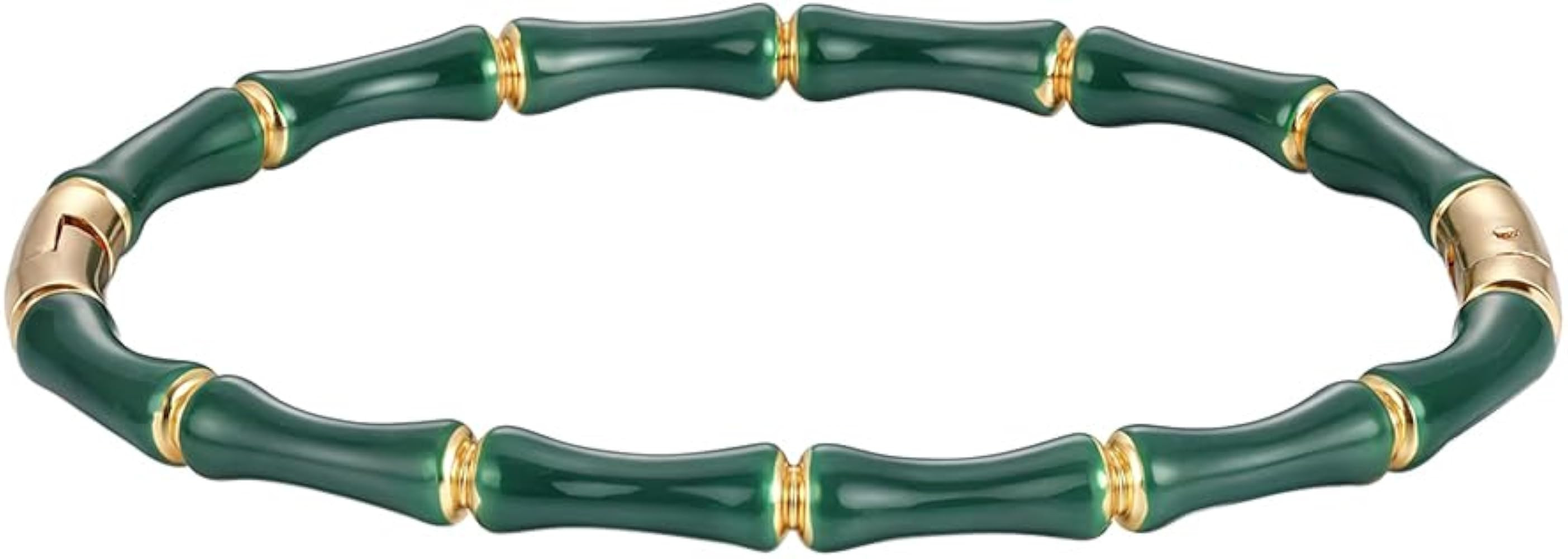 Men Women's 18K Gold Bamboo Joint Bracelet Bangle Classic Dainty Bracelets Jewelry Set | Amazon (US)