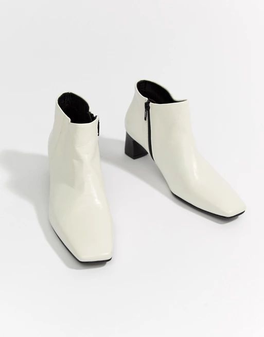 Vagabond Ebba White Leather Ankle Boot with Narrow Heel | ASOS US
