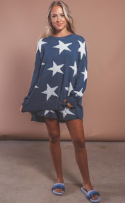 show me your mumu: bronson sweater - blue star tossed knit | RIFFRAFF