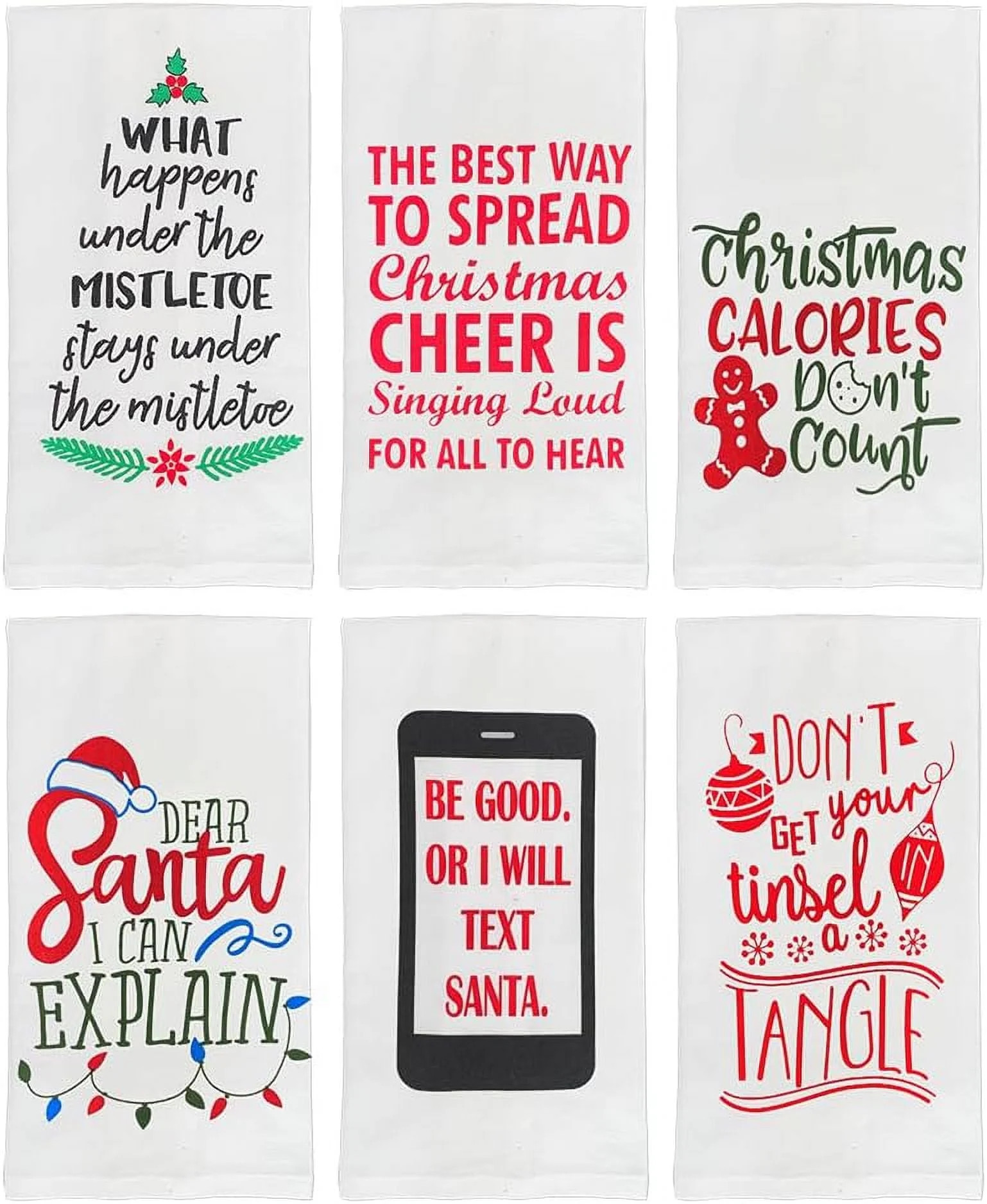 Fun Christmas Kitchen Towels Set Xmas Dish Towels Funny Sayings Holiday Flour Sack Kitchen Towels... | Walmart (US)