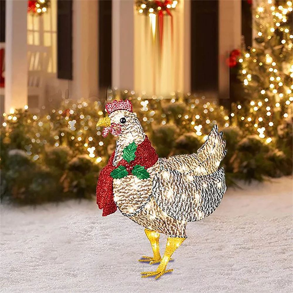 Light-UP Chicken with Scarf Holiday Decoration,Rooster Animal Garden Stakes for Ground Lawn Outdo... | Walmart (US)