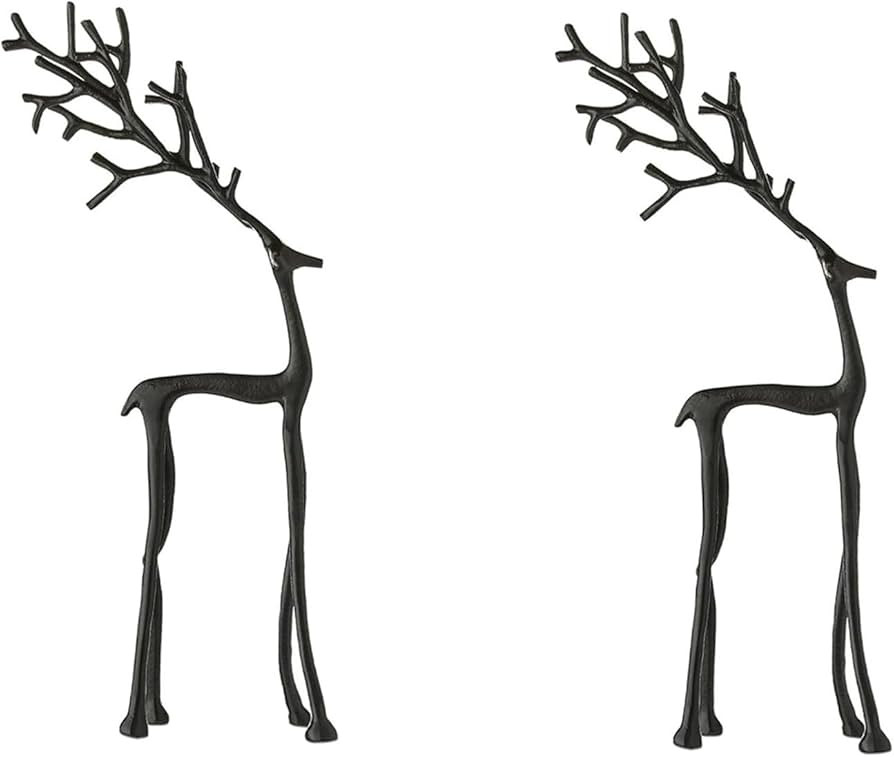 2025 Christmas Decorations Black Metal Reindeer, Deer Christmas Statues Decor for Shelf Table Man... | Amazon (CA)