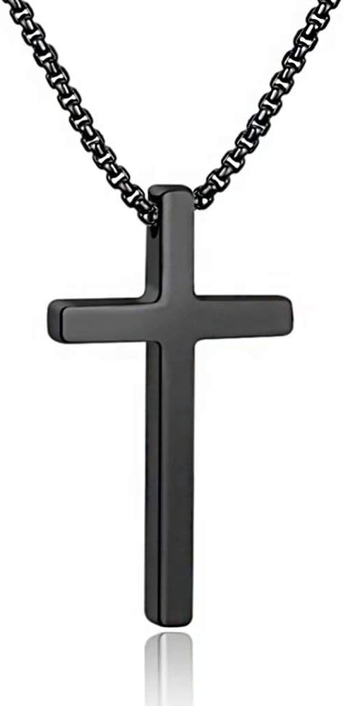 M MOOHAM Cross Necklace for Men, Silver Black Gold Stainless Steel Plain Cross Pendant Necklace f... | Amazon (US)