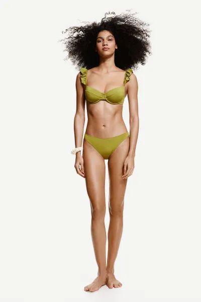 Non-padded Bikini Top - Olive green - Ladies | H&M US | H&M (US + CA)