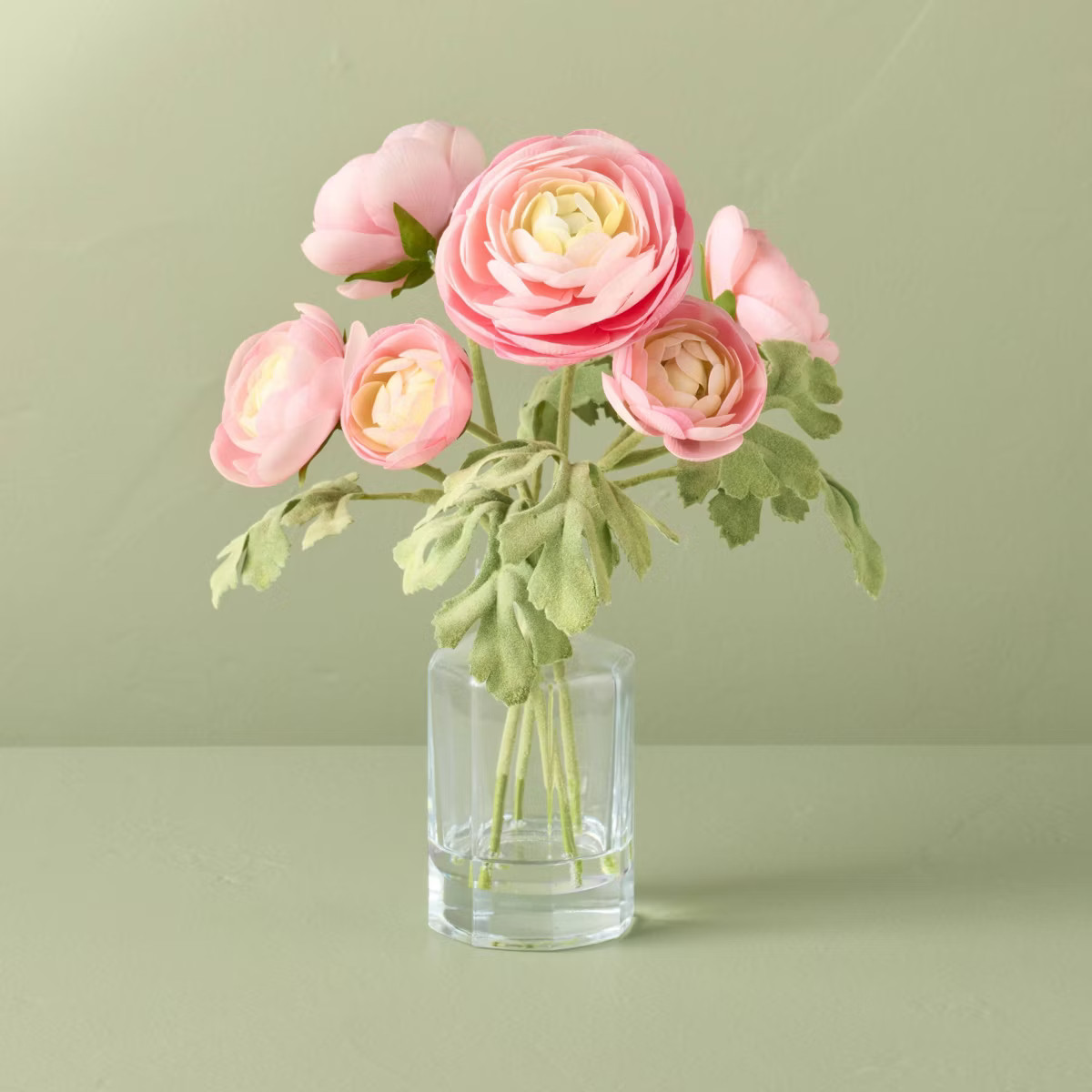 10" Small Ranunculus Artificial Flower Arrangement - Hearth & Hand™ with Magnolia | Target