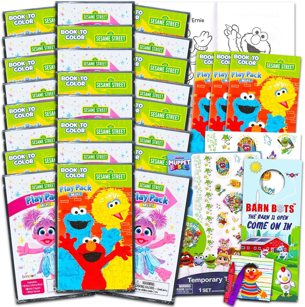 Sesame Street Mini Party Favors Set for Kids - Bundle with 24 Mini Elmo Grab n Go Play Packs with... | Amazon (US)