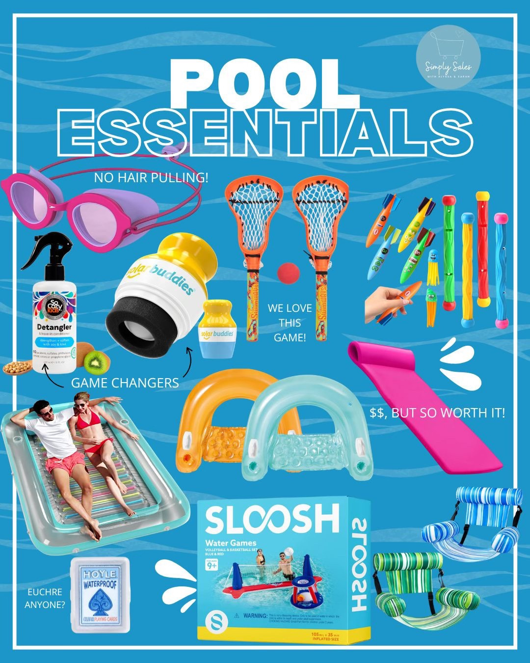 POOL ESSENTIALS DROP! 💦
All the poolside must-haves we’re loving this summer 🩵
☀️ No-hair-pull goggles
☀️ Detangler + Solar Buddies = game changers
☀️ Comfy floats for the whole fam
☀️ Waterproof cards (euchre, anyone?)
☀️ Dive toys, poolside games, and that $$ float that’s actually worth it
☀️ Volleyball + basketball set = major win


#LTKKids #LTKSwim #LTKSummerEdit