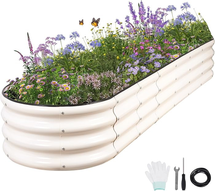 Galvanized Raised Garden Bed - 8x2x1FT Metal Planter Boxes Outdoor | Oval Steel Raised Bed Kit fo... | Amazon (US)