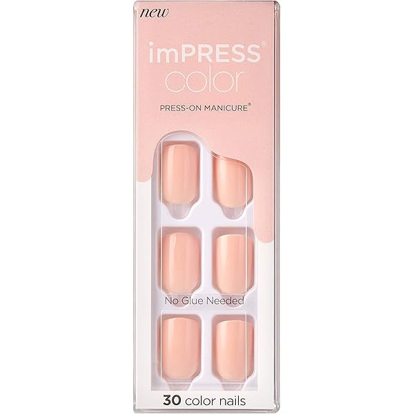 KISS imPRESS Color Press-On Manicure, Gel Nail Kit, PureFit Technology, Short Length, “Frosting”, Po | Amazon (US)