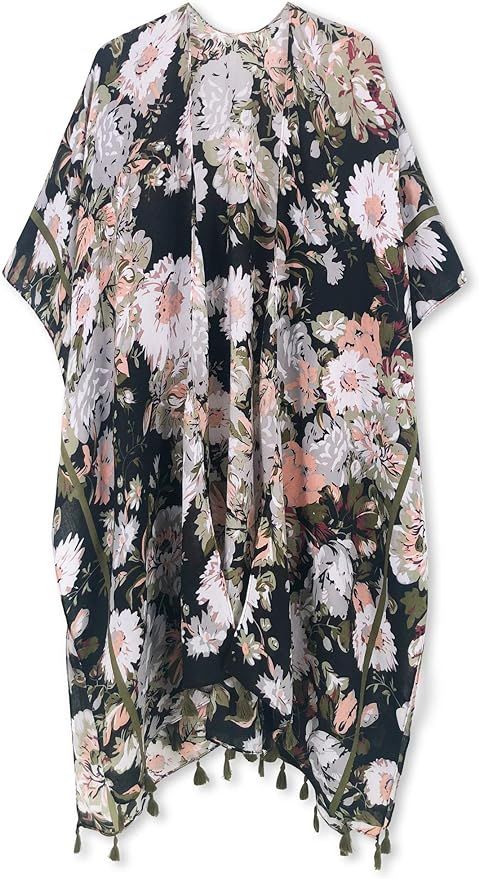 Moss Rose Women's Beach Cover up Swimsuit Kimono with Bohemian Floral Print, Loose Casual Resort ... | Amazon (US)