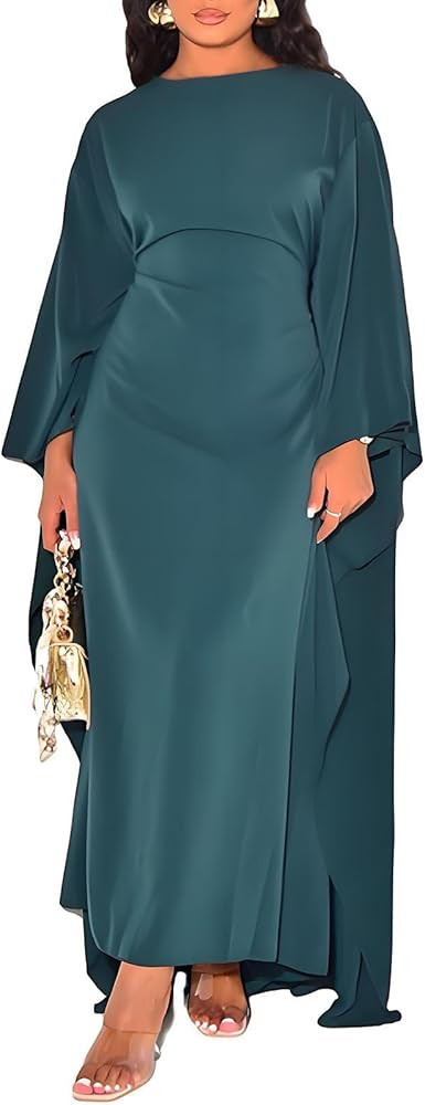 Butterfly Abaya Dress for Women, Summer Satin Solid Color Abaya Dresses Flowy Butterfly Dress for... | Amazon (US)