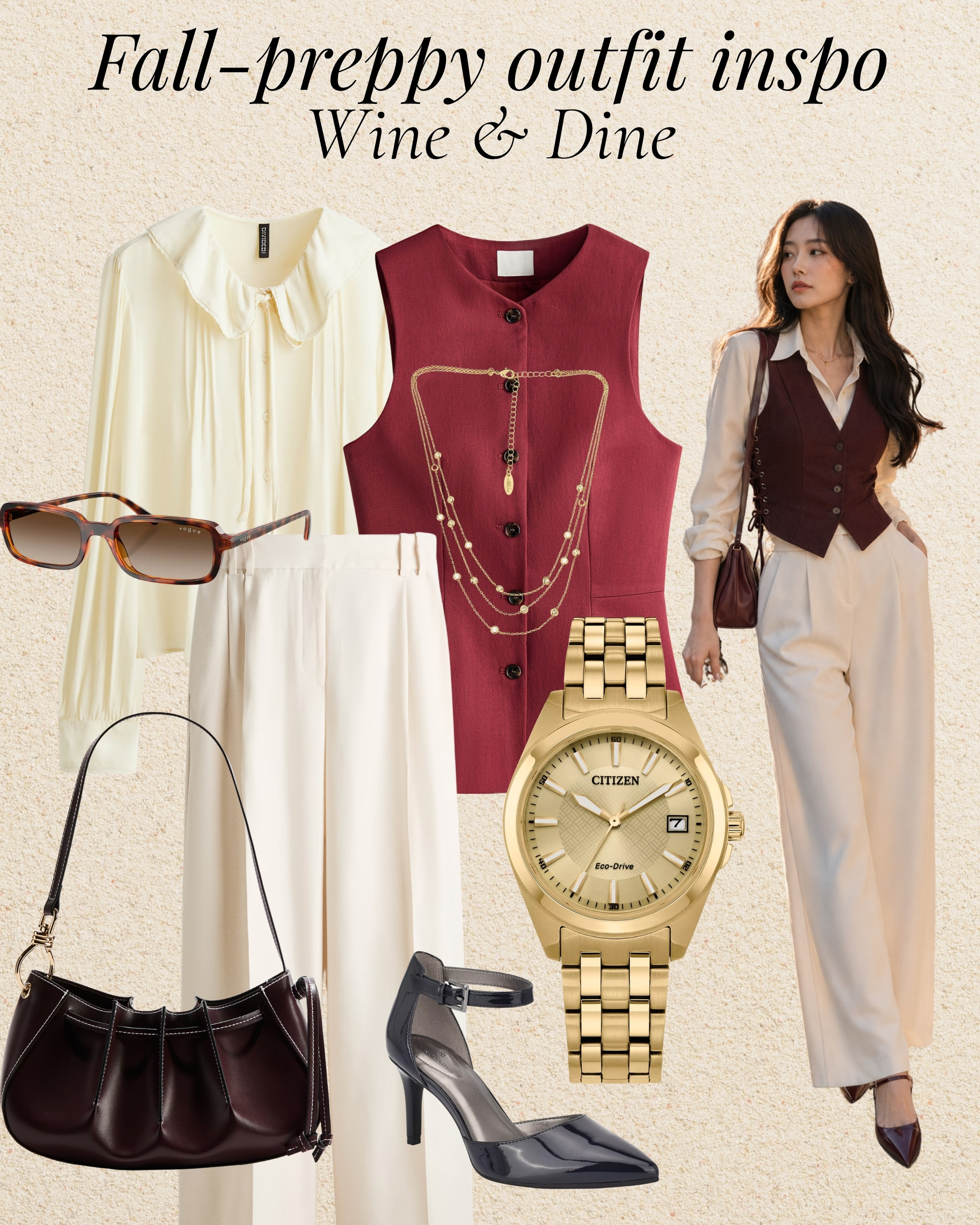 The trick to looking expensive in fall? One deep wine piece over all cream 🍷🤍 scroll to shop 🙂 
~Work outfit 
 #falloutfit #affordablefashion #LTKstyletip

#LTKSeasonal #LTKU #LTKWorkwear