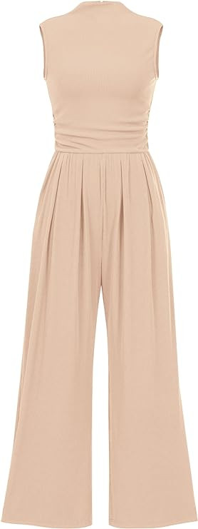 PRETTYGARDEN Womens Summer Jumpsuits Dressy Casual One Piece Outfits Sleeveless Mock Neck Wide Le... | Amazon (US)