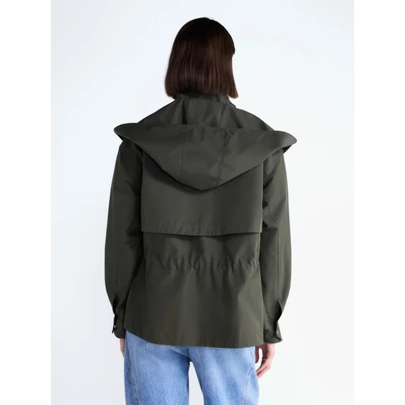Free Assembly Women's and Women's Plus Cinched Utility Jacket with Hood, Sizes XS-4X | Walmart (US)