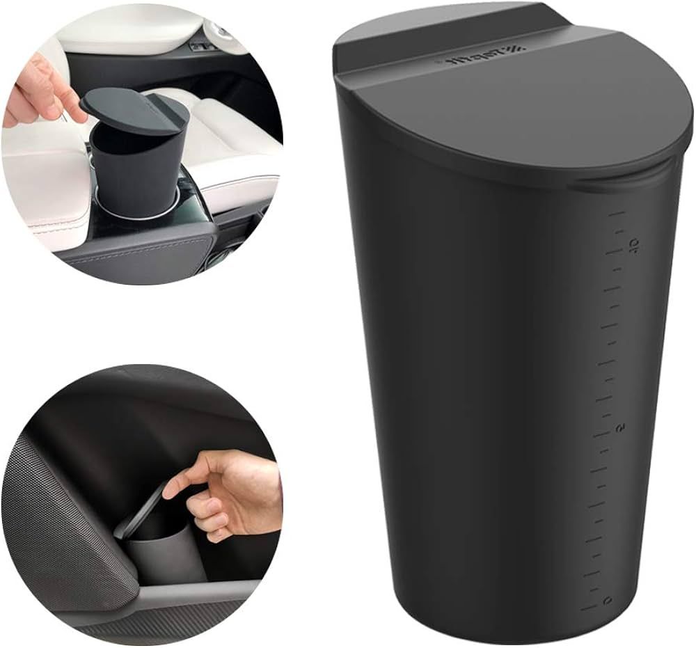 BMZX Car Trash Can with Lid Small Cup Holder Door Pocket Garbage Can Bin Trash Container Fits Aut... | Amazon (US)