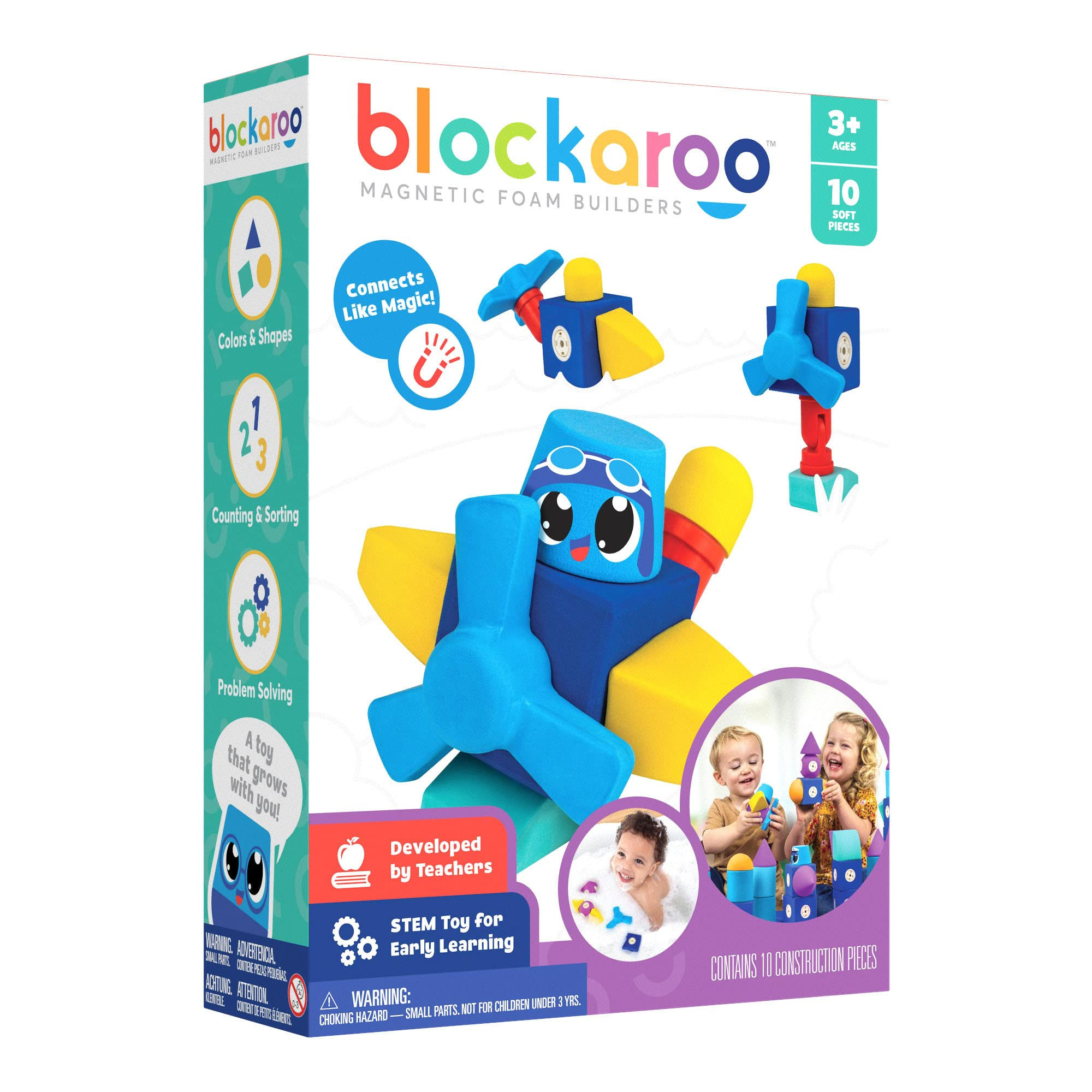 Blockaroo Magnetic Foam Building Blocks - 10-Piece Airplane, Bath Toys for Toddlers, Preschool To... | Amazon (US)