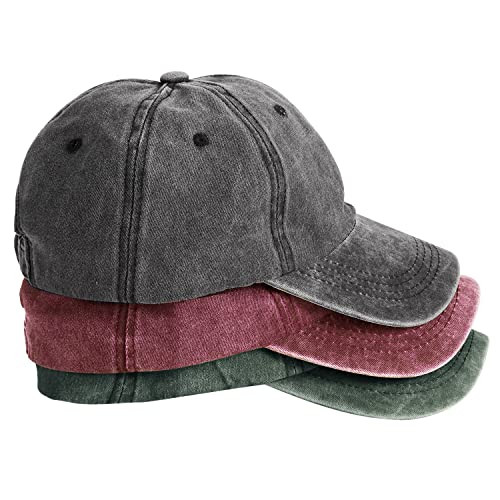MEINICY 3 Packs Washed-Cotton Plain Baseball Cap, Vintage Adjustable Dad Hats Gift for Men/Women,... | Amazon (US)
