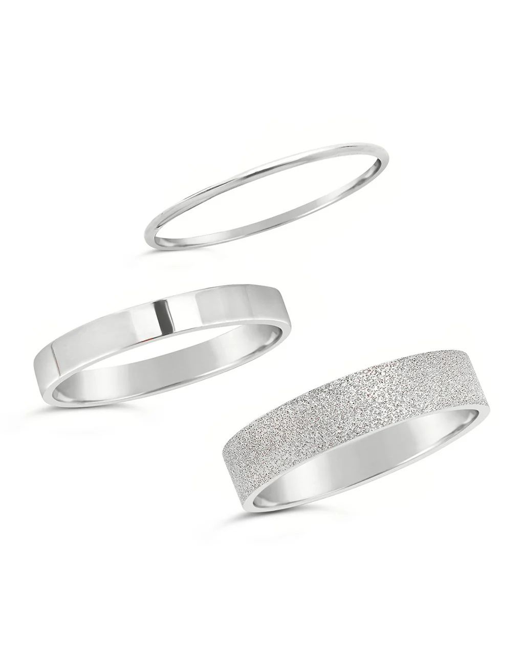 Sterling Silver Textured Stack Rings - Set of 3 | Sterling Forever