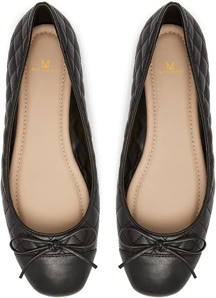 MOOMMO Women Cap Toe Flats Bow Slip On Ballet Flats Comfort Quilted Colorblock Flat Shoes Round T... | Amazon (US)