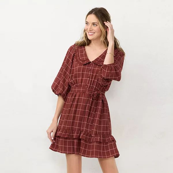Women's LC Lauren Conrad Ruffle Chiffon Shirt Dress | Kohl's