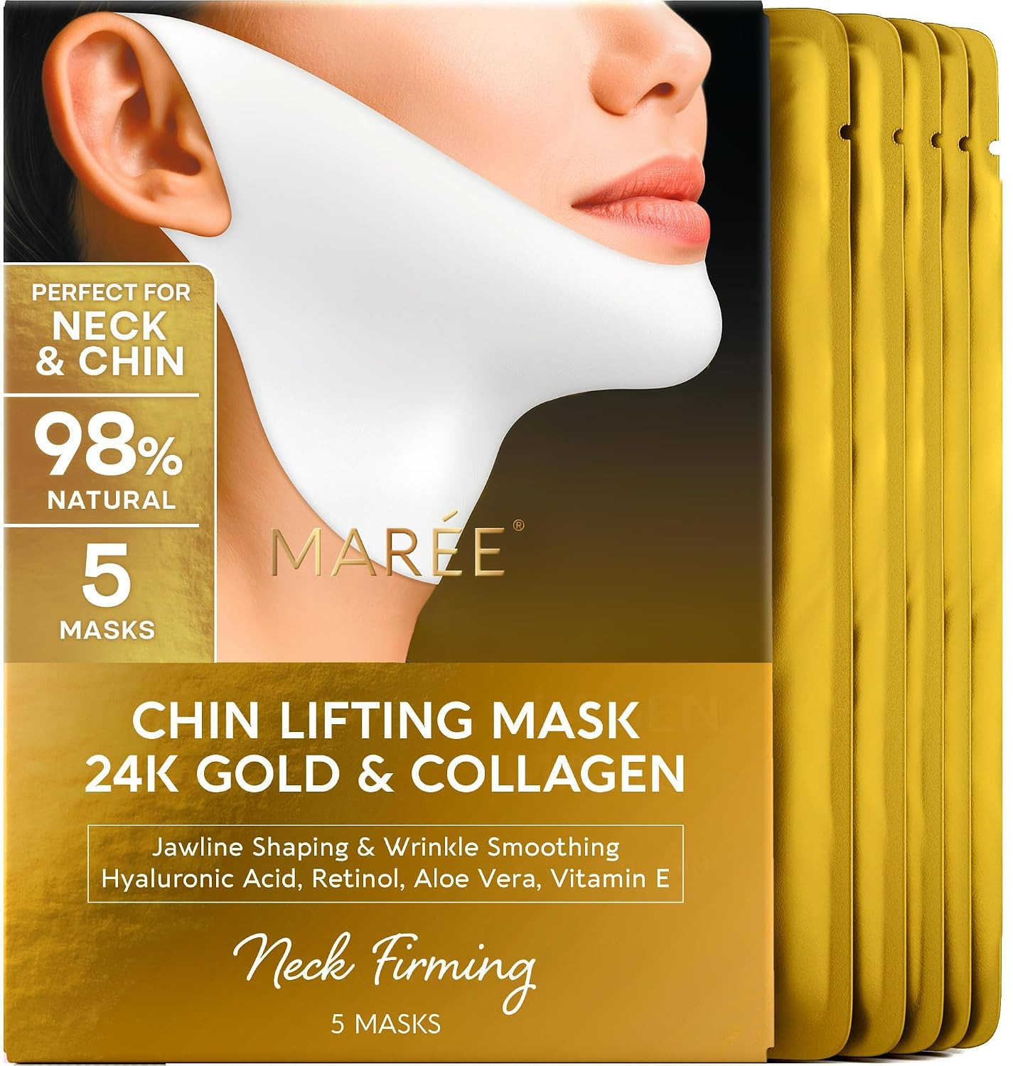 MAREE V Line Lifting Mask - Gold Face Lift Tape & Double Chin Lifting Mask | Amazon (US)
