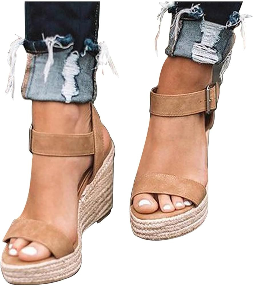 Sandals for Women Dressy Summer Womens 2023 Summer Open Toe Breathable Beach Sandals Slip On Wedg... | Amazon (US)