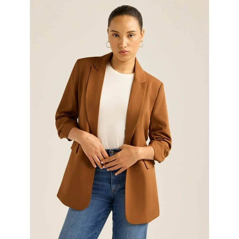 Scoop Women's Ultimate Crepe Scrunch Sleeve Blazer, Sizes XS-XXL | Walmart (US)