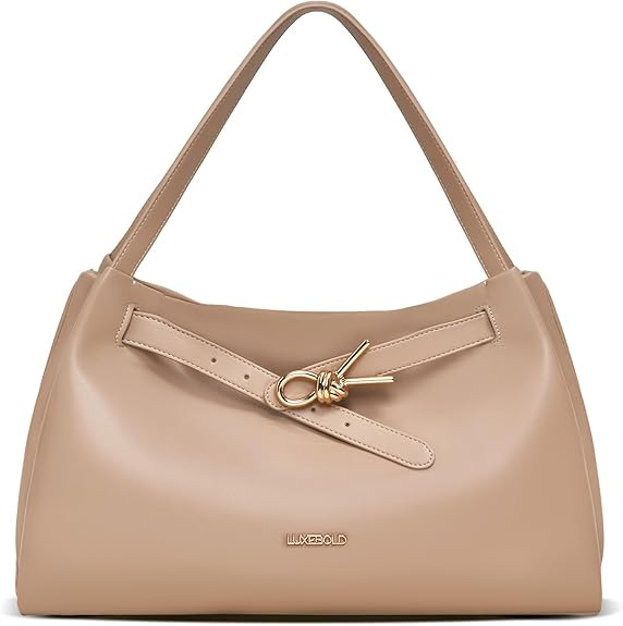 Hobo Bag for Women Soft Shoudler Handbags Slouchy Purses with Belted Detailing | Amazon (US)