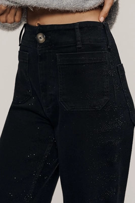 The Colette Sparkle Crop High-Rise Wide-Leg Jeans by Maeve | Anthropologie (US)