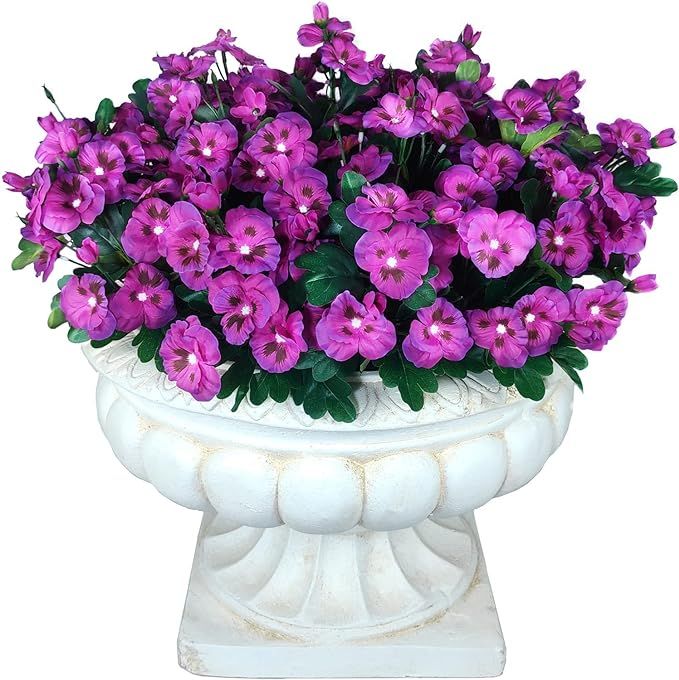 QIANYUN Artificial Flowers Outdoor-11.8in UV Resistant Artificial Pansies Faux Plastic Flower in ... | Amazon (US)