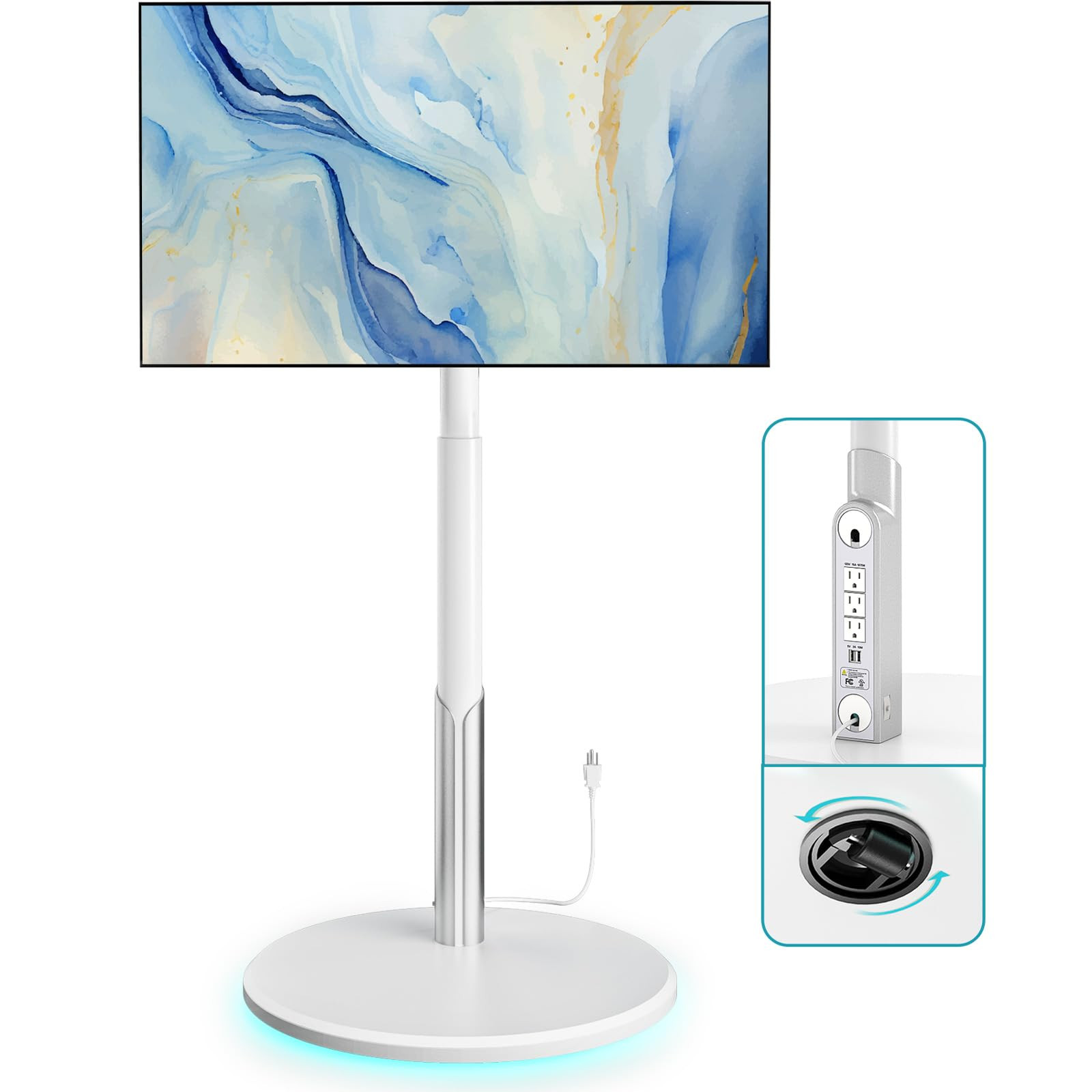 Floor Mobile TV Stand with Power Outlet, Rolling TV Cart for 27-65 Inch OLED LED Monitors, 6 Leve... | Amazon (US)