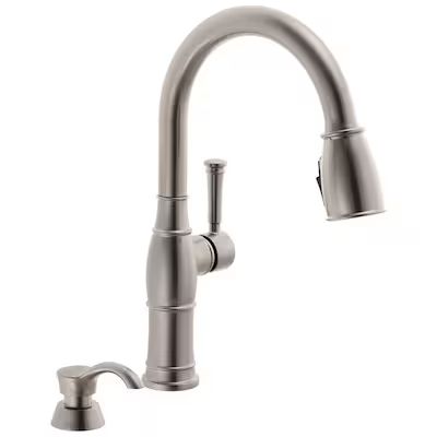 Delta Valdosta Spotshield Stainless 1-Handle Deck-Mount Pull-Down Handle Kitchen Faucet (Deck Pla... | Lowe's