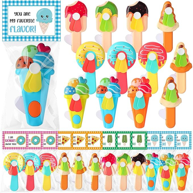 24 Pack Mini Portable Fans with Cards Gifts Cute Animal Fruit Ice Cream Handheld Press Cooling Fa... | Amazon (US)