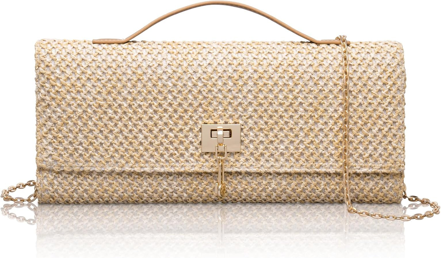 Larcenciel Straw Clutch Purses for Women, Summer Woven Beach Purse & Chain, Boho Evening Handbags... | Amazon (US)