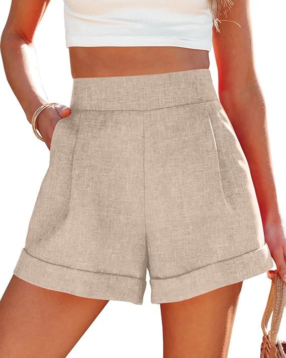 Wihion Women Summer Wide Leg Shorts High Waisted Casual Bermuda Shorts Lightweight Workwear Short... | Amazon (US)
