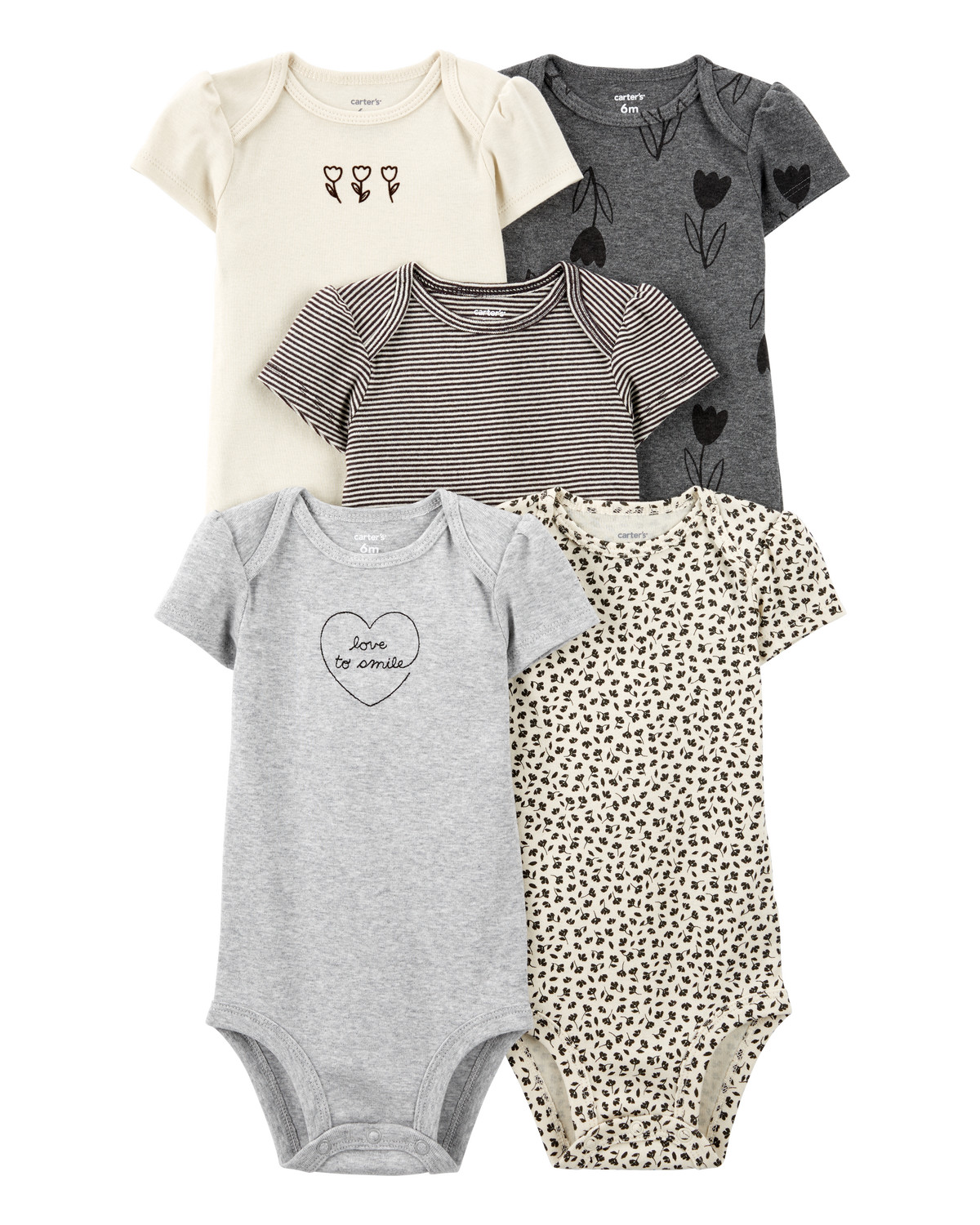 Baby 5-Pack Floral Short-Sleeve Bodysuits | Carter's Inc