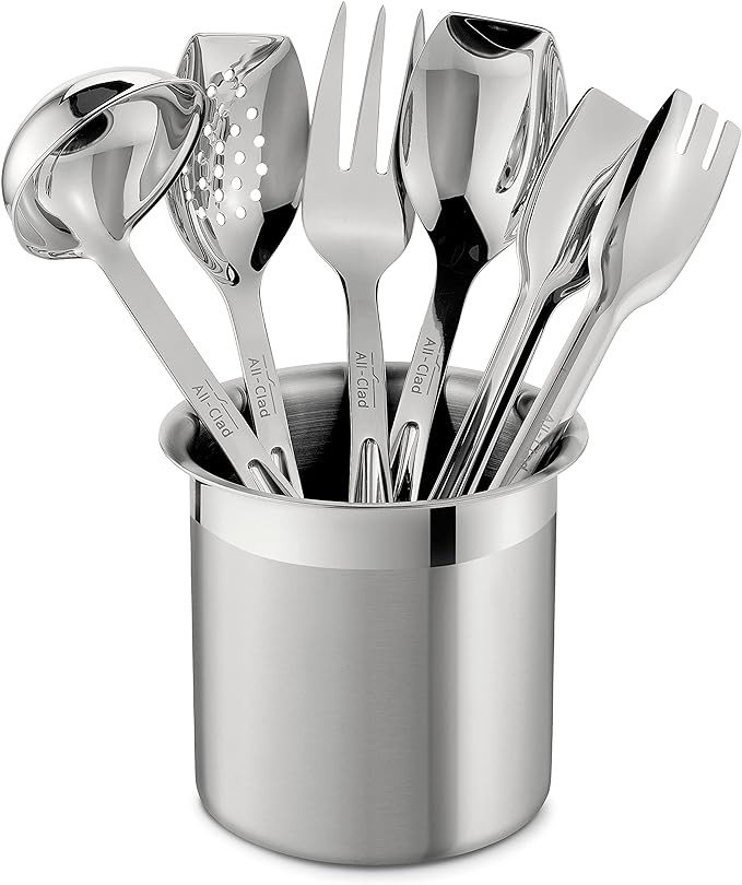 All-Clad Specialty Stainless Steel Kitchen Gadgets 5 Piece Tool Set with Caddy Kitchen Tools, Kit... | Amazon (US)