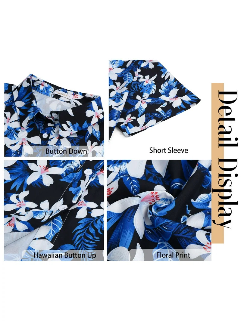 Fantaslook Hawaiian Button Down Shirts for Women Casual Short Sleeve Floral Print Blouses Summer ... | Walmart (US)