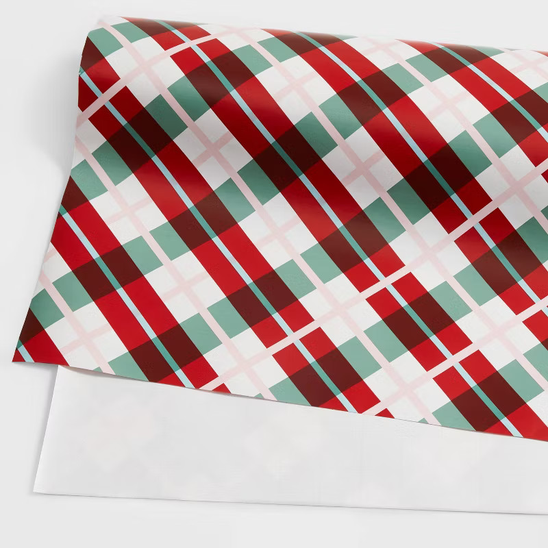 100 sq ft Plaid Gift Wrap Green/Red - Wondershop™ | Target