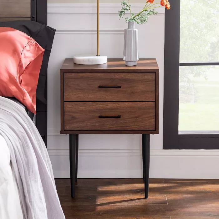 Ora Mid-Century Modern 2 Drawer Nightstand - Saracina Home | Target