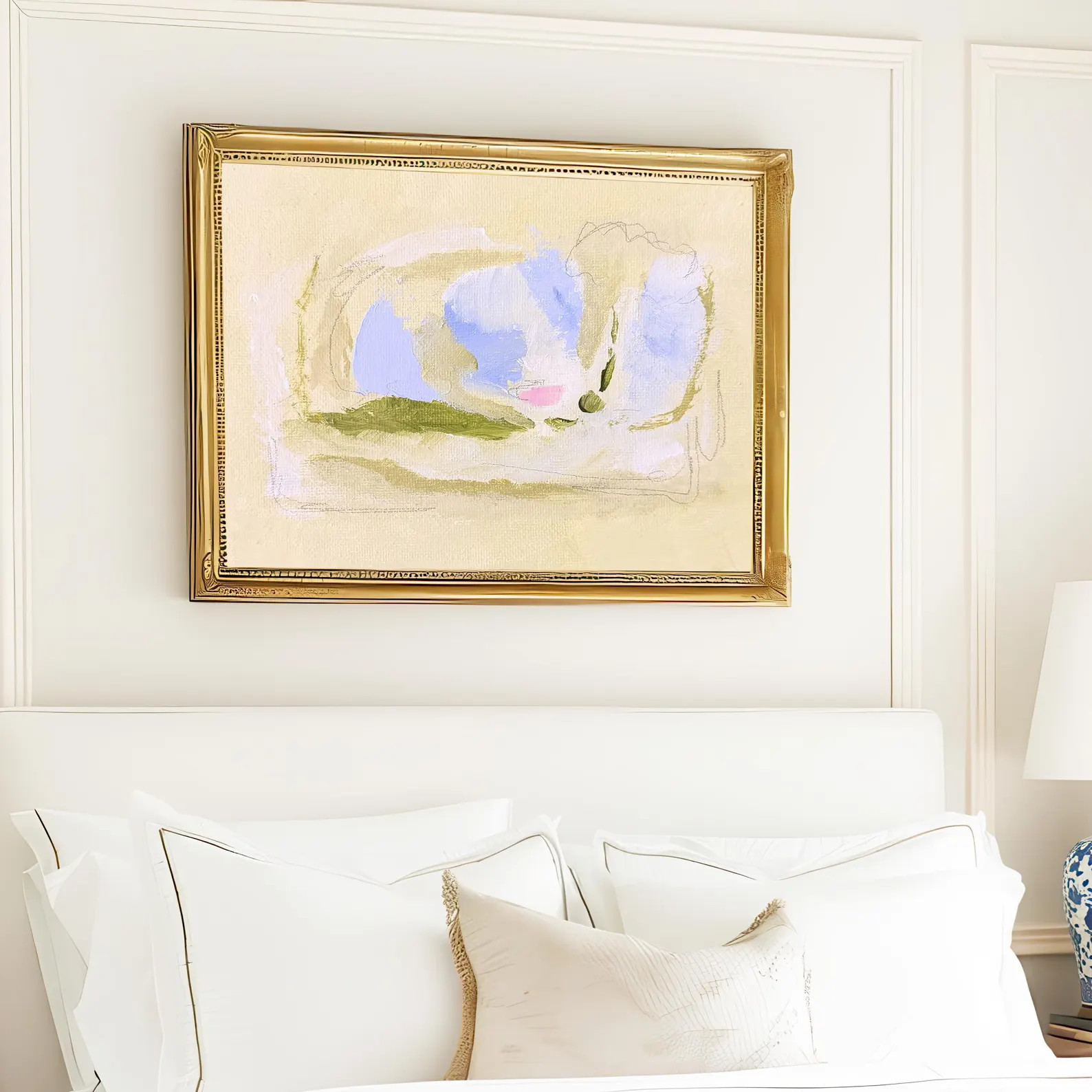 Abstract Blue Green Grandmillennial Art: Modern Southern Hand Painted Oil Pastel Golf (Download) | Etsy (US)