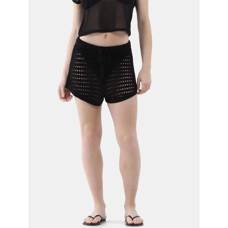 No Boundaries Crochet Coverup Shorts, Women’s | Walmart (US)