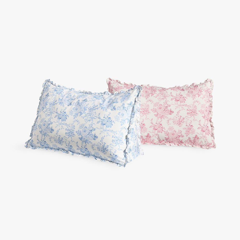 LoveShackFancy Garden Damask Ruffle Wedge Pillow | Pottery Barn Teen