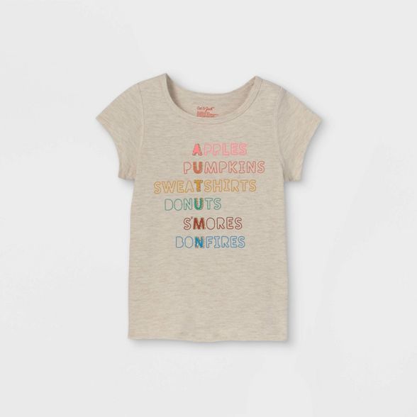 Toddler Girls' Adaptive Autumn Short Sleeve Graphic T-Shirt - Cat & Jack™ Heather Cream | Target