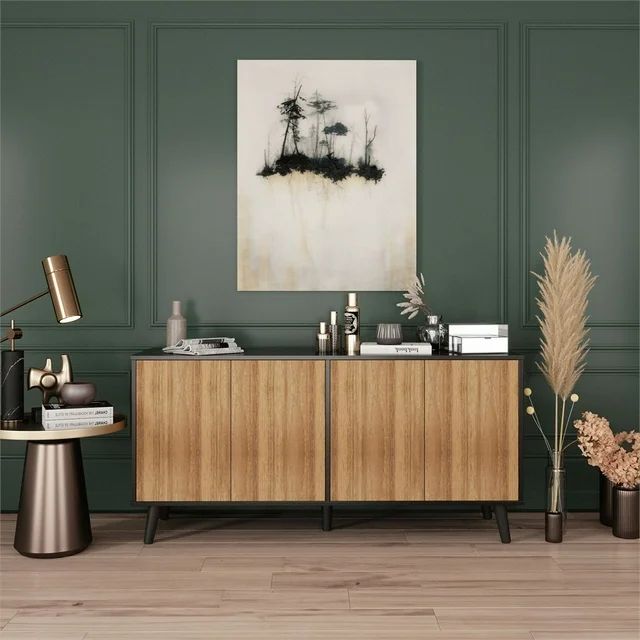 Better Home Products Sideboard Buffet Cabinet with Storage in Black & Walnut | Walmart (US)
