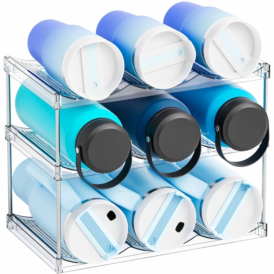 Yieach Stackable Water Bottle Organizer for Stanley,Yeti 40 oz and Others Tumbler Organizer,3 Tie... | Amazon (US)