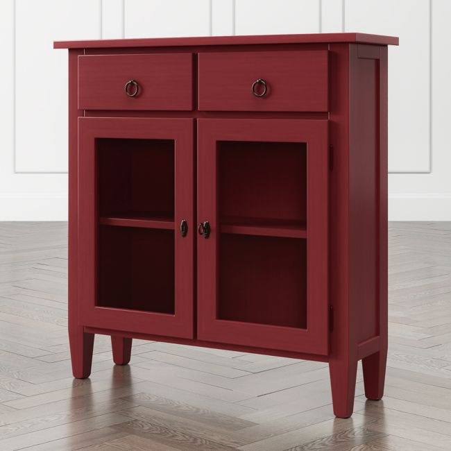 Stretto Red Entryway Cabinet | Crate & Barrel