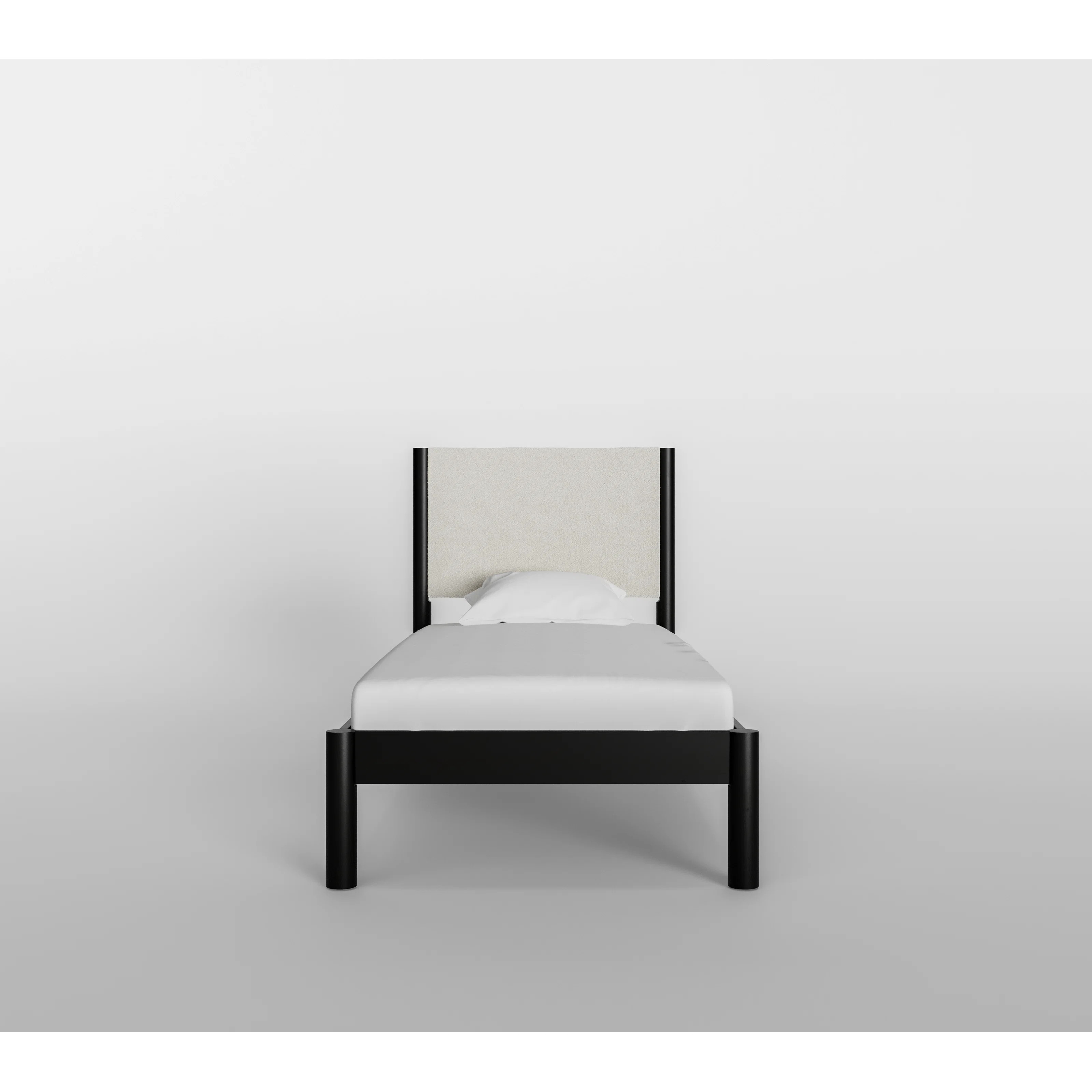 Ardin Solid Wood Bed Frame With Cream Boucle Upholstered Headboard | AllModern